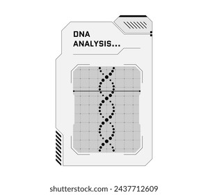 DNA analysis biometric ID scan system HUD concept. User verification scanner and person identity biotechnology digital panel. Human genetic engineering identification. Medical recognition interface