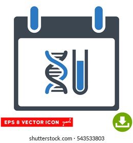 DNA Analysis Calendar Day icon. Vector EPS illustration style is flat iconic bicolor symbol, smooth blue colors.