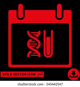 DNA Analysis Calendar Day icon. Vector EPS illustration style is flat iconic symbol, red color.