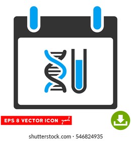 DNA Analysis Calendar Day icon. Vector EPS illustration style is flat iconic bicolor symbol, blue and gray colors.