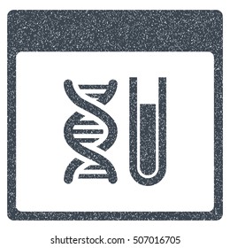 DNA Analysis Calendar Page grainy textured icon for overlay watermark stamps. Flat symbol with scratched texture.