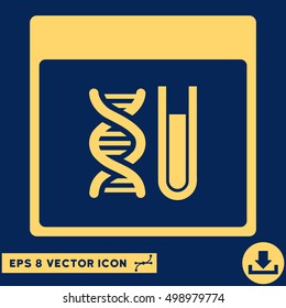DNA Analysis Calendar Page icon. Vector EPS illustration style is flat iconic symbol, yellow color.