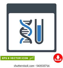 DNA Analysis Calendar Page icon. Vector EPS illustration style is flat iconic bicolor symbol, smooth blue colors.