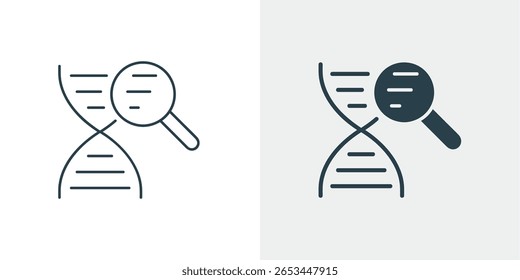 DNA Analysis Icon Vector - Genetic Research, Helix, Magnifying Glass Symbol Illustration