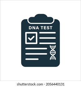 DNA Analysis Result Document with Molecular Structure Deoxyribonucleic Acid Helix Silhouette Icon. DNA Test Result Report Pictogram. Genetic Info Glyph Icon. Isolated Vector Illustration.