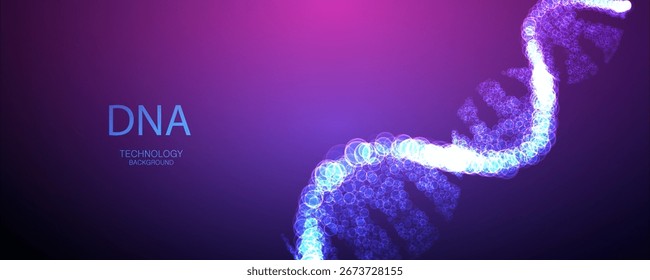 Banner der künstlichen Intelligenz der DNA. Helix Zukunft Medizin Innovationsvektor. Big Data Biologie DNA Molekül Hintergrund. Ai genetischer Code Punktdesign.