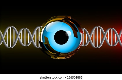 DNA background. molecular structure of planar elements. vector. orange Light Abstract Technology background for computer graphic website internet and business. blue eye