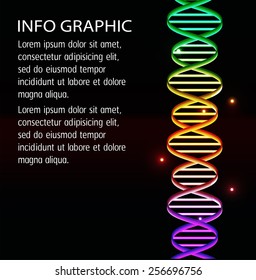DNA background. molecular structure of planar elements. vector. green orange purple Light Abstract Technology background for computer graphic website internet and business. text box.