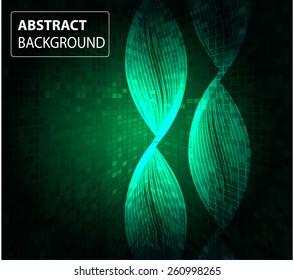 DNA background. molecular structure of planar elements. vector. green Light Abstract Technology background for computer graphic website internet business. text box. card. banner. Pixel, table, Mosaic