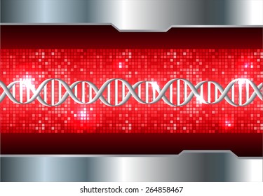 DNA background. molecular structure of planar elements. vector. red Light Abstract Technology background for computer graphic website internet and business. silver. Pixel, mosaic, table