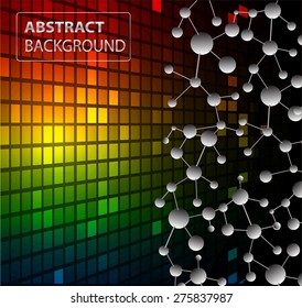 DNA background. molecular structure of planar elements. vector. red yellow blue Light Abstract Technology background for computer graphic website internet business. text box.Tables,mosaic.pixel.card