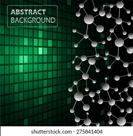 DNA background. molecular structure of planar elements. vector. green Light Abstract Technology background for computer graphic website internet business. text box.Tables,mosaic.pixel.card