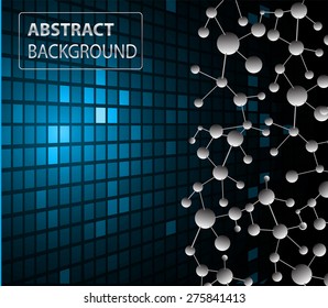 DNA background. molecular structure of planar elements. vector. blue Light Abstract Technology background for computer graphic website internet business. text box.Tables,mosaic.pixel.card