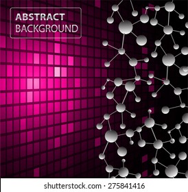 DNA background. molecular structure of planar elements. vector. pink Light Abstract Technology background for computer graphic website internet business. text box.Tables,mosaic.pixel.card