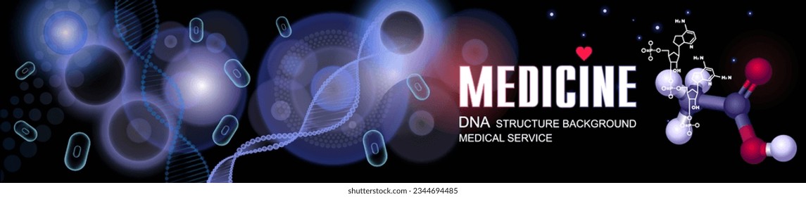 DNA background. Structural DNA chain with molecular bond. DNA genotype on futuristic creative background. Science and medicine. Creative medical background