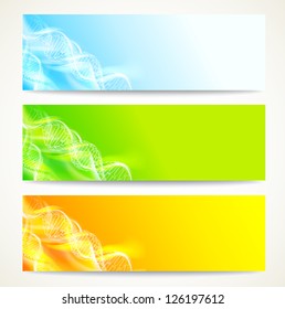 DNA banners set. Vector illustration, contains transparencies.