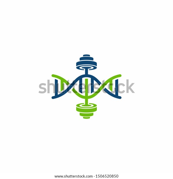 Dna Barbell Gym Fitness Logo Design Stock Vector Royalty Free