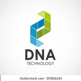 Dna of bio technology abstract vector and logo design or template chain ribbon business icon of company identity symbol concept