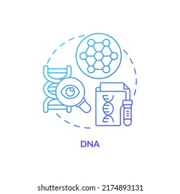 DNA Blue Gradient Concept Icon. Biometric Identification Technology Abstract Idea Thin Line Illustration. Forensic Investigations. Health Records. Isolated Outline Drawing. Myriad Pro-Bold Font Used