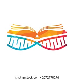 DNA book vector logo design. Genetical book vector logo template.	
