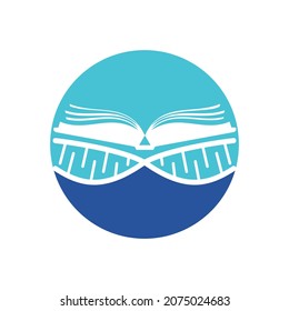 DNA book vector logo design. Genetical book vector logo template.	