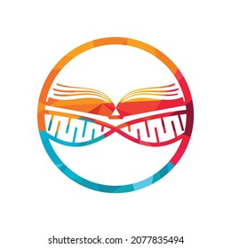 DNA book vector logo design. Genetical book vector logo template.	