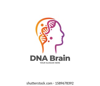 dna brain design logo vector
