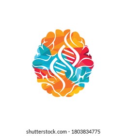 DNA Brain Vector Logo Design. Genetic Science Logo Concept.