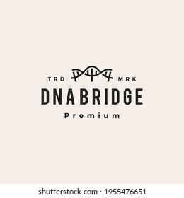 DNA bridge hipster vintage logo vector icon illustration