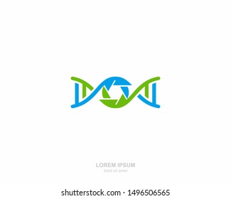 DNA camera Logo vector design template