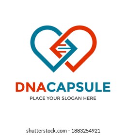 Plantilla de logotipo vectorial de cápsulas de ADN. Este diseño utiliza un símbolo genético. Adecuado para la salud y la medicina.