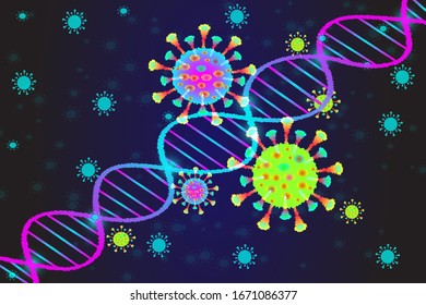 DNA cell structure, Coronavirus concept, cancer cell, Coronavirus 2019-nCov. Coronavirus has mutated into more aggressive disease.