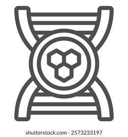 DNA chain with cells bubble line icon, genetic research concept. Vector graphics. Molecular structure of DNA sign on white background, outline style icon for mobile or web design