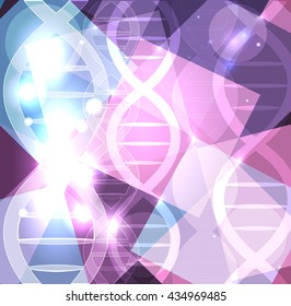 DNA chain colorful background with abstract shapes and lights