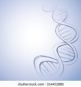 DNA chain in develop, functioning and reproduction of living organisms and many viruses. Vector freehand ink drawn backdrop sketch in art doodle style pen on paper. View close-up with space for text