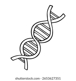 DNA Chain Doodle Sketch. Hand drawn DNA spiral. Helix molecule. Health research and clinical analysis. Isolated vector illustration
