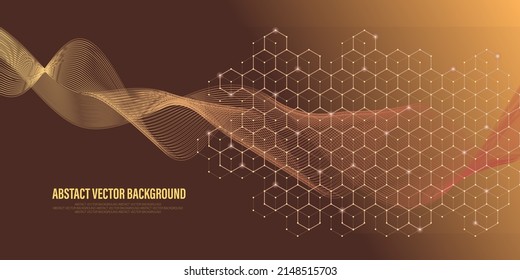 DNA chain. Genetic analysis art concept with hexagons, waves, lines, dots. Abstract medical background DNA research, molecule, genetics, genome, Biotechnology network concept molecule, vector