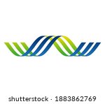DNA chain. Helix of three blue-green ribbons