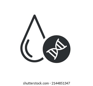 
cadena de ADN e ícono, concepto de ciencia, signo de investigación de ADN sobre fondo blanco. pruebas genéticas. Gráficos vectoriales.