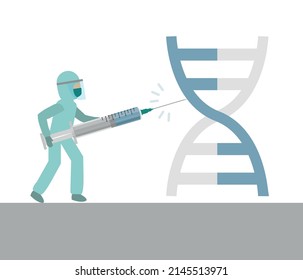 
DNA chain and icon, science concept, DNA research sign on white background. genetic testing. Vector graphics.