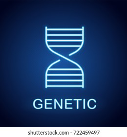 DNA chain model neon light icon. Medical laboratory glowing sign. Vector isolated illustration