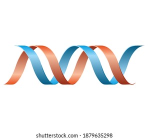 Cadena de ADN en naranjas y azules