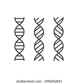DNA chain set. Black outline, minimal design, different direction links. Vector icon, flat style isolated on white background, eps 10.