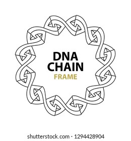 DNA Chain. Stylized DNA chain round frame. Vector design element.