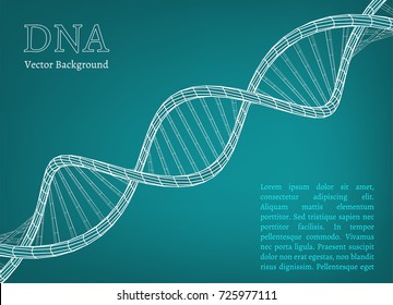 DNA chain technical drawing. Abstract scientific background in medical colours. Beautiful vector illustraion. Biotechnology, biochemistry and medicine concept.