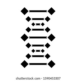 DNA chains glyph icon. Deoxyribonucleic, nucleic acid helix. Chromosome. Molecular biology. Genetic code. Genome. Genetics. Medicine. Silhouette symbol. Negative space. Vector isolated illustration