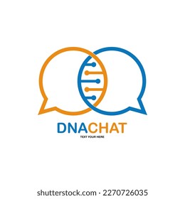 plantilla de logotipo del vector de chat de ADN. Adecuado para negocios, web, arte, social, salud, cromosoma, ciencia y símbolo de células genéticas