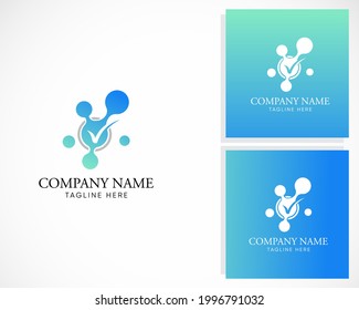 DNA check logo creative molecule connect design concept