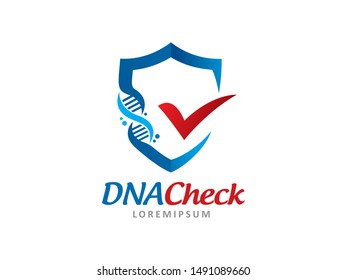 DNA Check and Shield logo symbol or icon template
