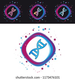 DNA Chromosome Buttons - Modern Colorful Vector Circles - Isolated On Black And White Background